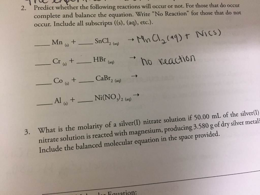 solved-predict-whether-the-following-reactions-will-occur-or-chegg