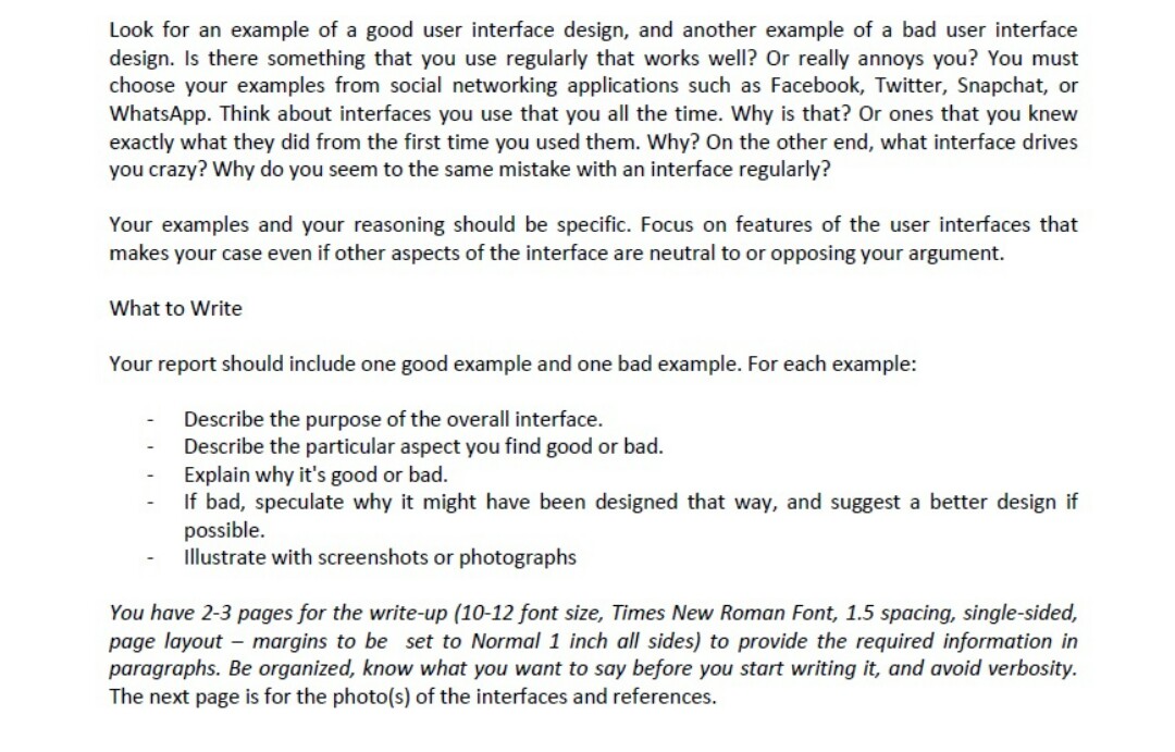 Solved Look for an example of a good user interface design, | Chegg.com