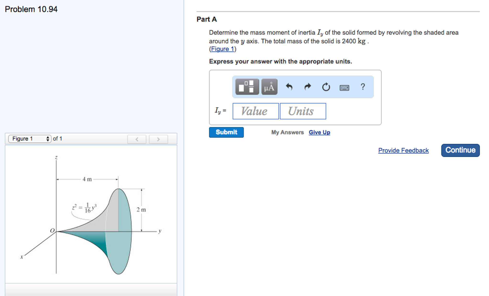 Solved Determine the mass moment of inertia I_y of the | Chegg.com