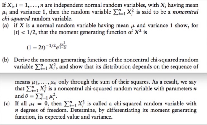Solved If X_i, i = 1, ..., n are independent normal random | Chegg.com