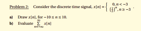 Solved Consider the discrete time signal, x[n] = Draw x[n], | Chegg.com