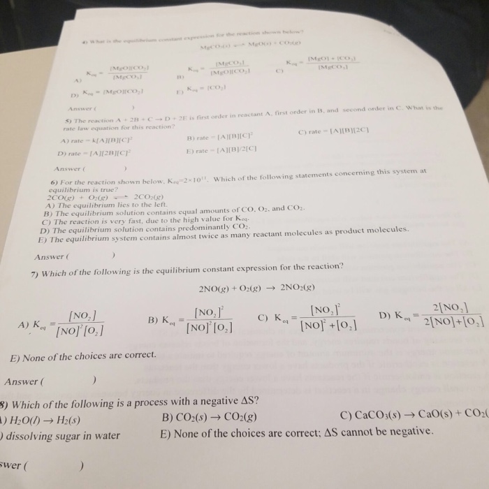 Solved 2) The reaction shown below is at equilibrium. Use Le | Chegg.com