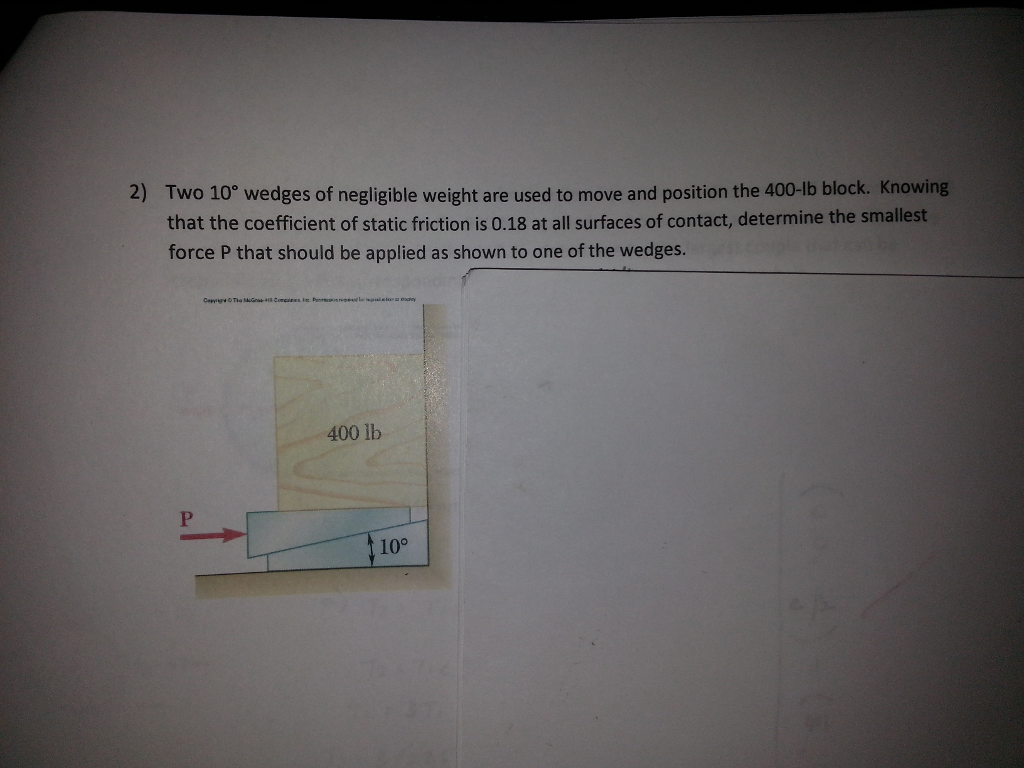 Two 10 degree wedges of negligible weight are used to