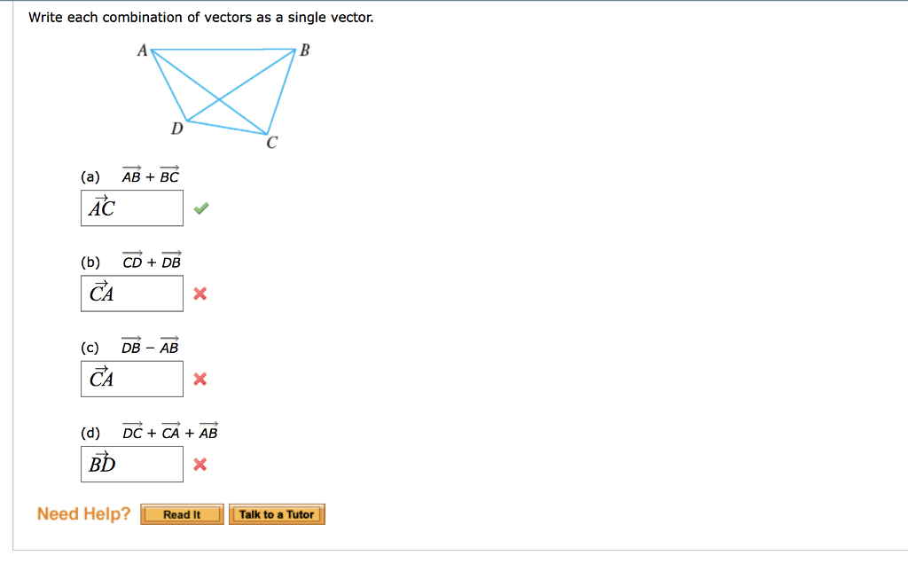 Solved Write each combination of vectors as a single vector | Chegg.com