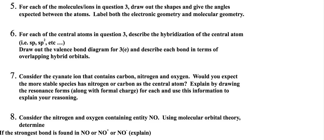 Solved . Define (a) VSEPR (b) Hybridization (c) Pi Bond 2. | Chegg.com