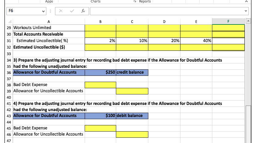 Solved ALL ANSWERS should be in excel formulas. Xercise | Chegg.com