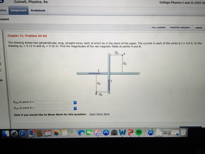 Solved The drawing shows two perpendicular, long, straight