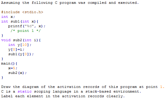 Solved Assuming the following C program was compiled and | Chegg.com