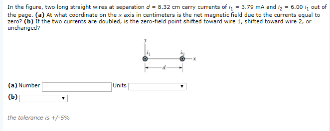 Solved In the figure, two long straight wires at separation | Chegg.com