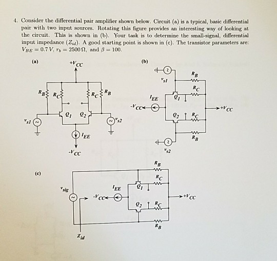 Solved Consider the differential pair amplifier shown below. | Chegg.com