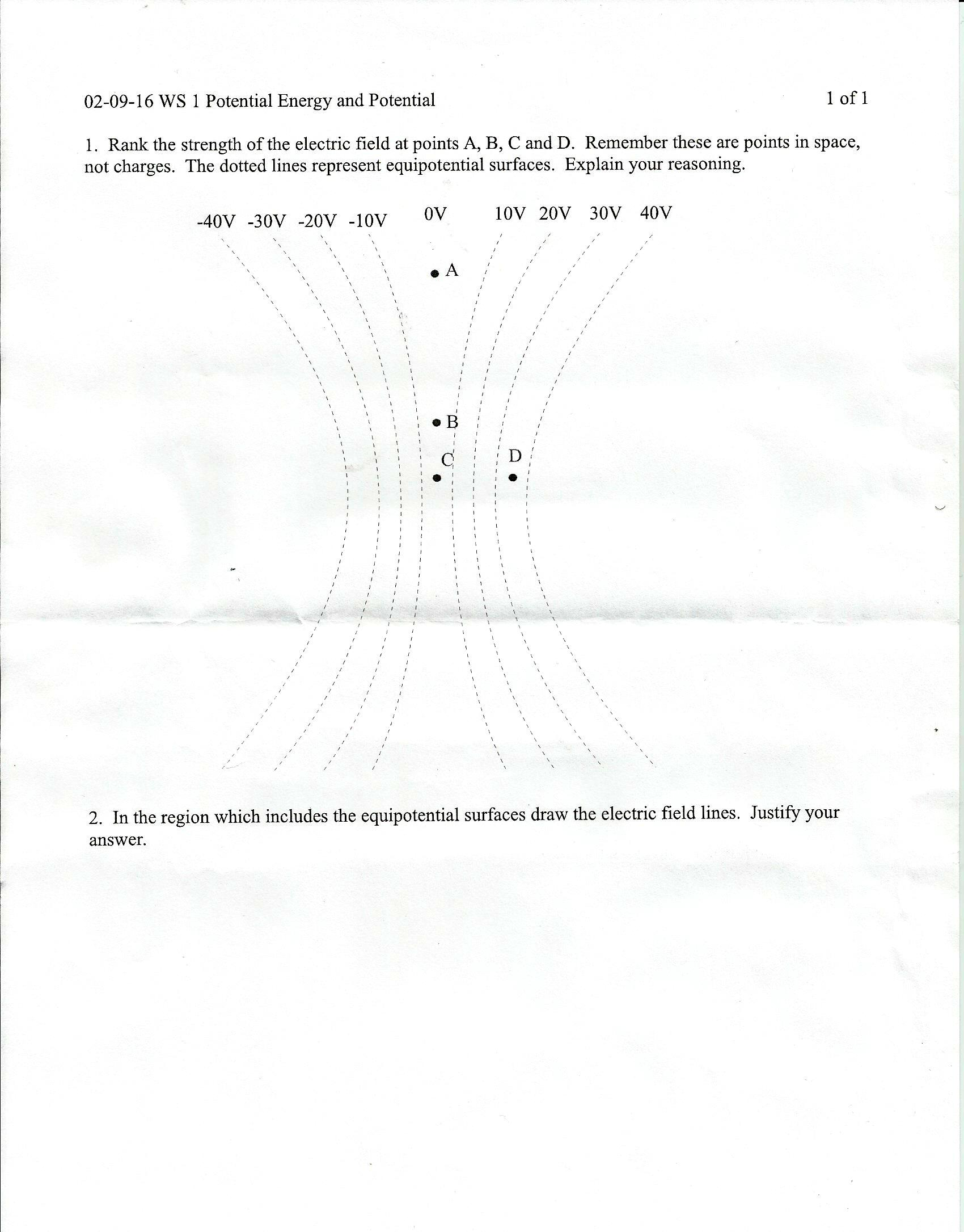 Solved Rank the strength of the electric field at points A,