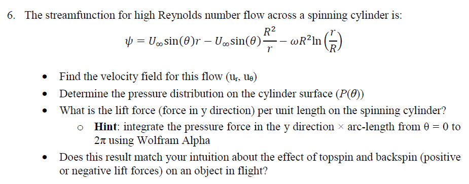 Solved The streamfunction for high Reynolds number flow | Chegg.com