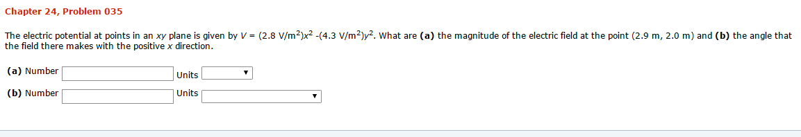 Solved The electric potential at points in an xy plane is | Chegg.com