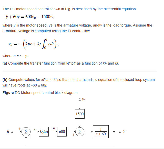 Solved The DC motor speed control shown in Fig. is described