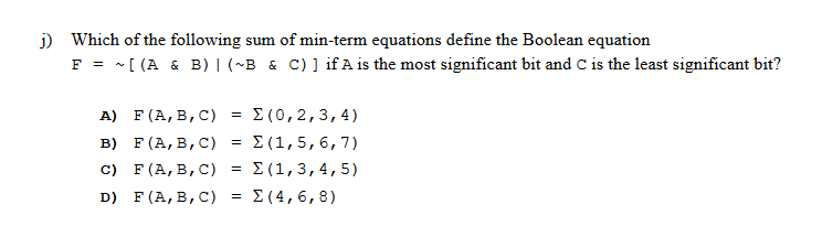 Solved Which of the following sum of minterm equations | Chegg.com