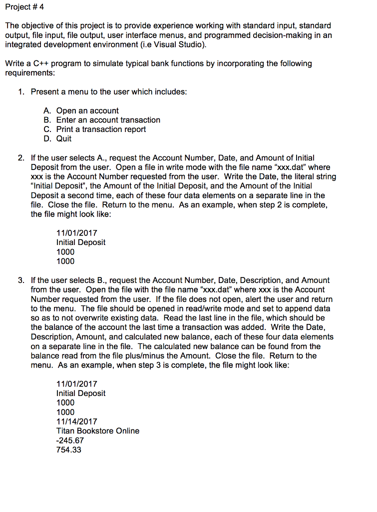 Solved Project # 4 The objective of this project is to | Chegg.com