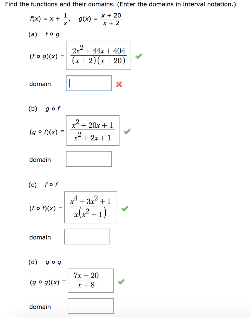 Solved Find The Functions And Their Domains Enter The Chegg Com