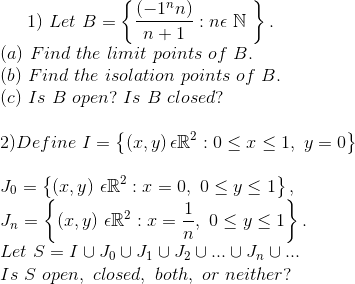 Solved 1'in) 1) Let B ne N n 1 (a) Find the limit points of | Chegg.com