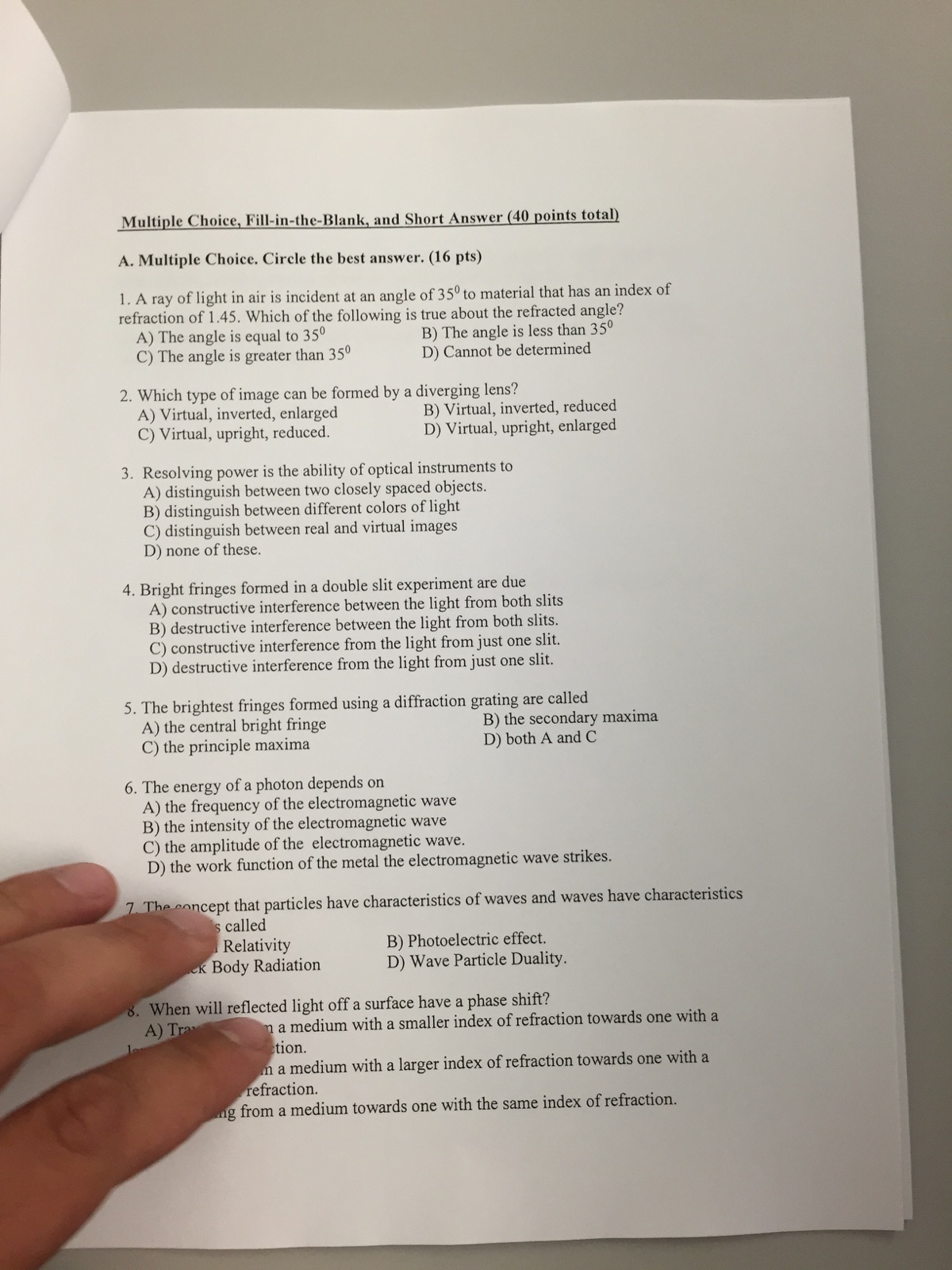 Solved Multiple Choice, Fill-in-the-Blank, And Short Answer | Chegg.com