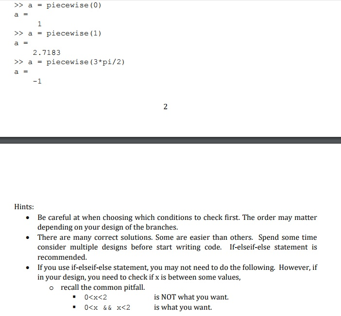 Solved Problem 3 Function, If-elseif-else Statement, Exp, | Chegg.com