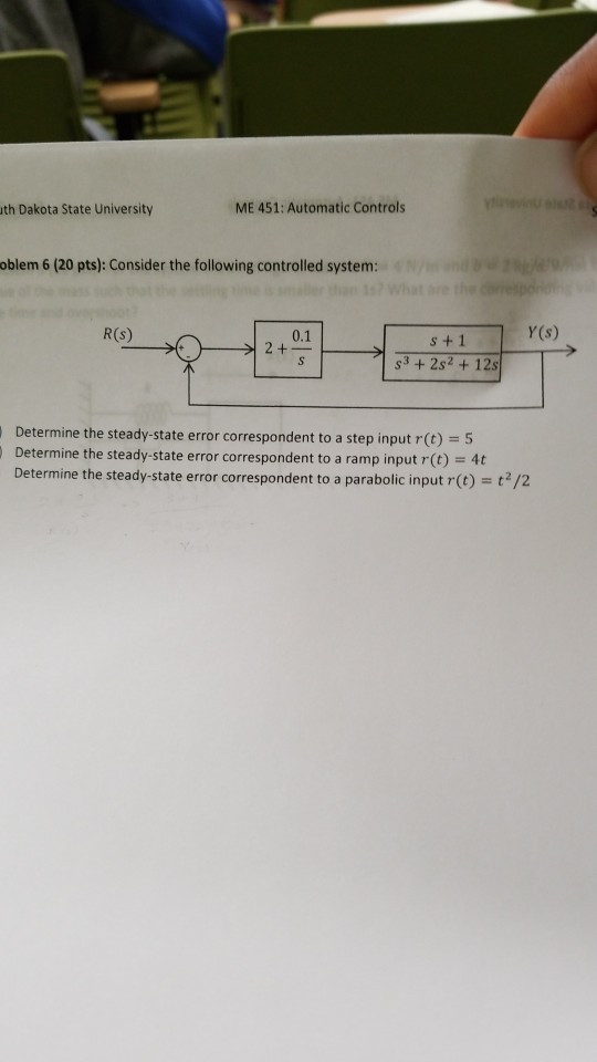 Solved ME 451: Automatic Controls Th Dakota State University | Chegg.com