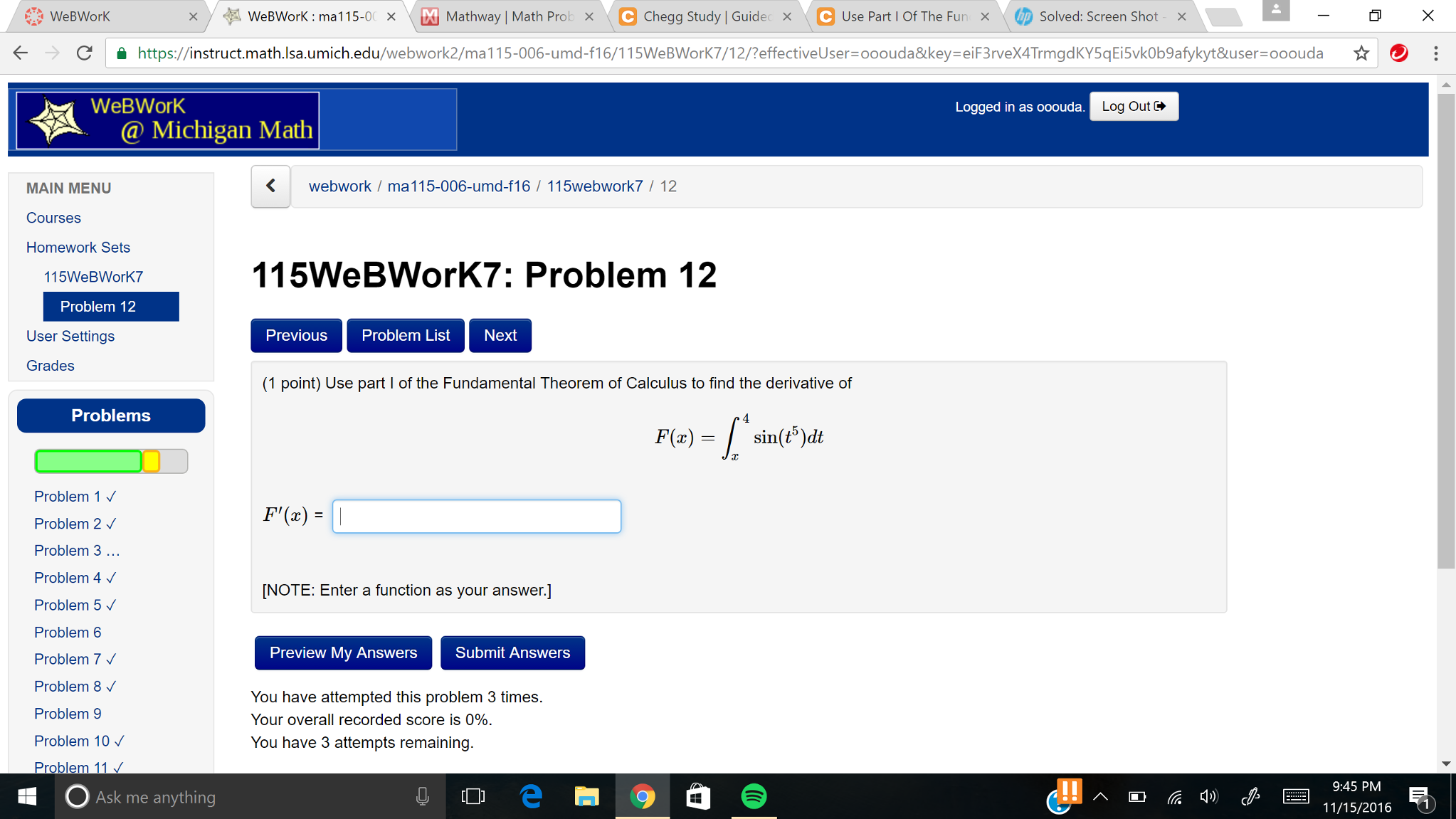 Solved X WeBWorK Ma 115 X M Mathway L Math Prob X C Chegg | Chegg.com