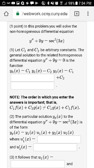 Solved /webwork.ccny.cuny.edu 4 (1 point) In this problem | Chegg.com