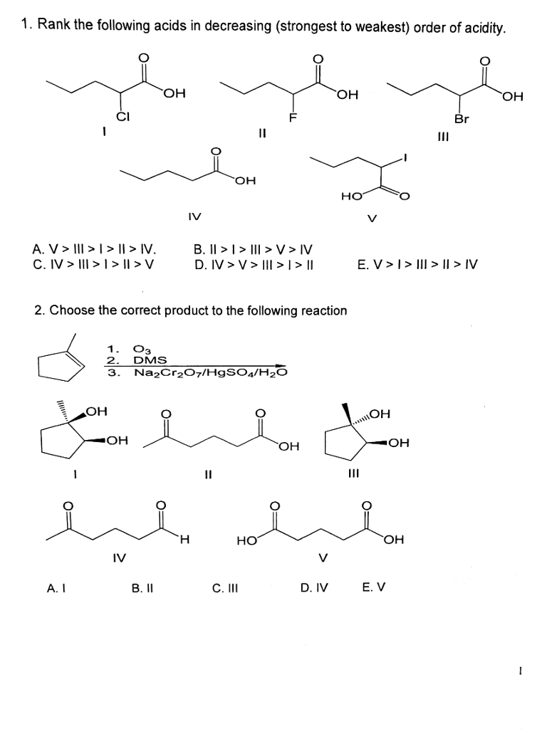 solved-1-rank-the-following-acids-in-decreasing-strongest-chegg