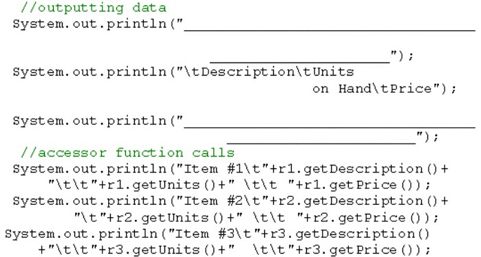 Solved //outputting data system. out.println (" system. out | Chegg.com
