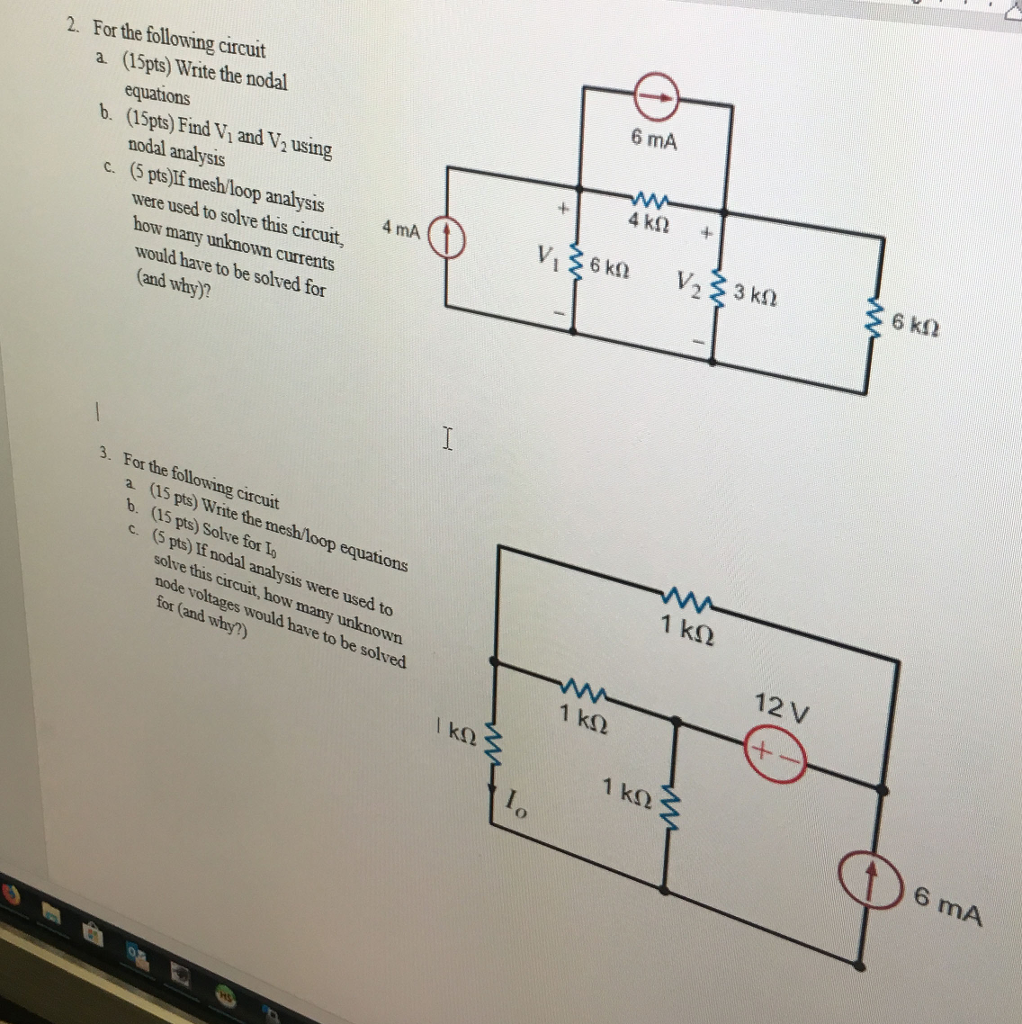 Solved For the following circuit a (15pts) Write the nodal | Chegg.com