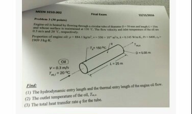 Solved Find: The hydrodynamic entry length and the | Chegg.com