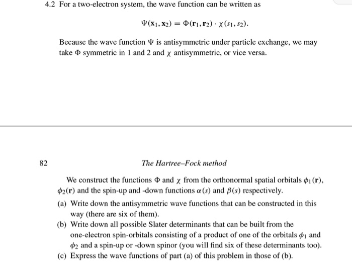 Solved For a two-electron system, the wave function can be | Chegg.com