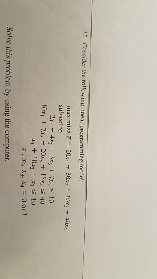 Solved Hi, Please Solve Problem 12 Using Excel's Solver And | Chegg.com