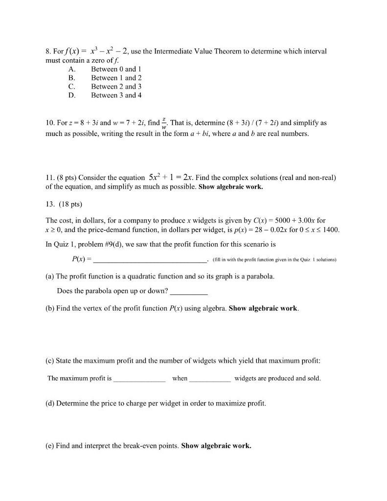 Solved 5. Look at the graph of the quadratic function and | Chegg.com