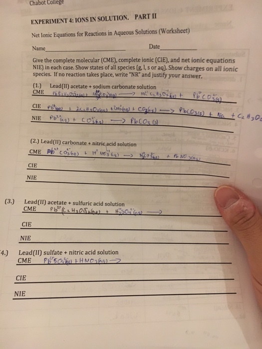 Reactions In Aqueous Solution Worksheet Answers - worksheet