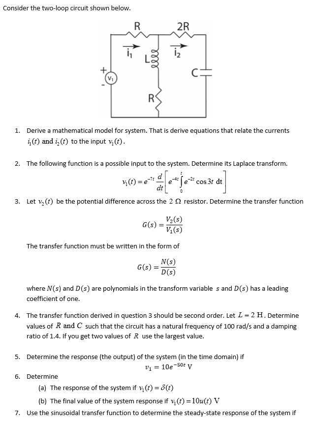 Consider the two-loop circuit shown below 2R V. 1. | Chegg.com