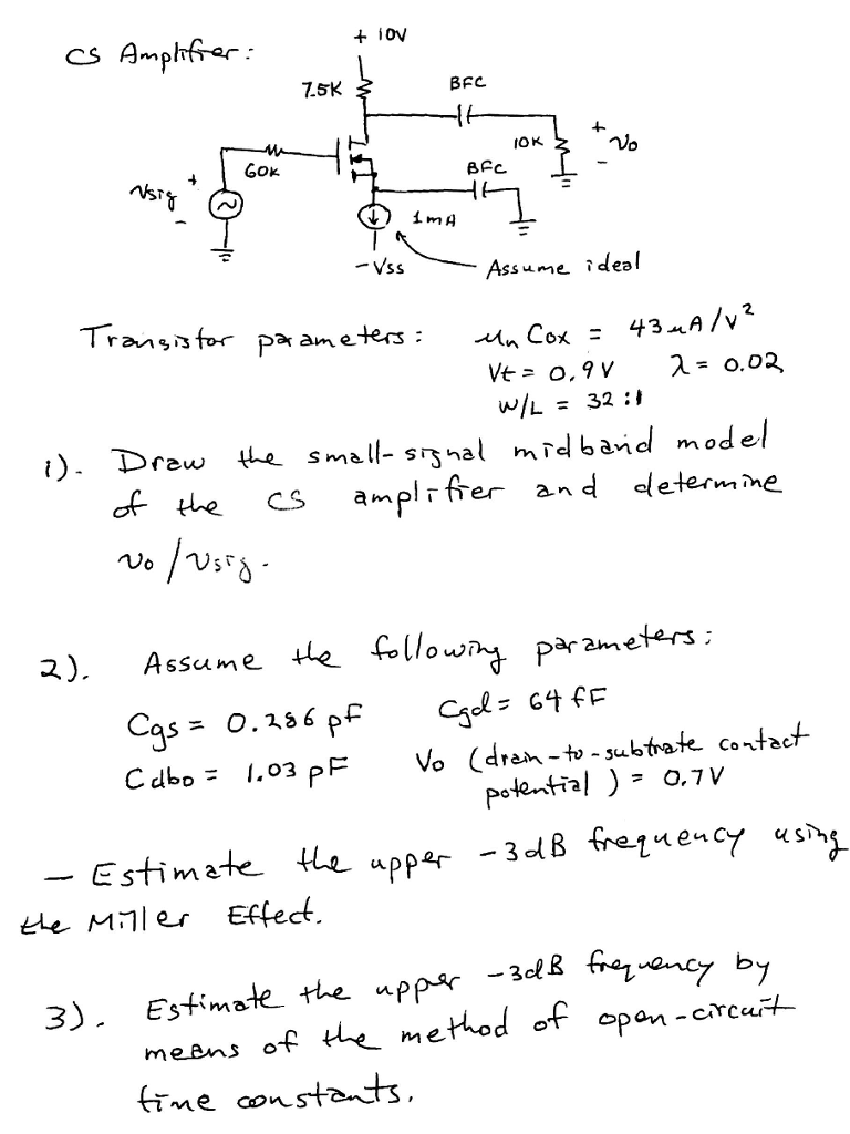 Solved Drew the small- signal midband model of the CS | Chegg.com