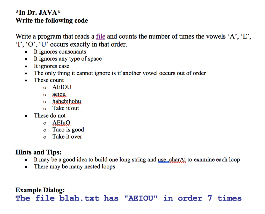 Solved *In Dr. JAVA* Write the following code Write a | Chegg.com