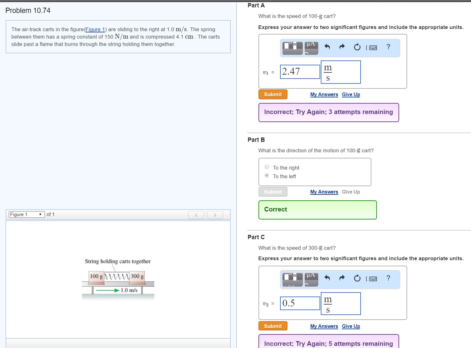Solved The airtrack carts in the figure (Figure 1) are