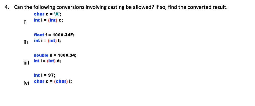 Solved Can The Following Conversions Involving Casting Be | Chegg.com
