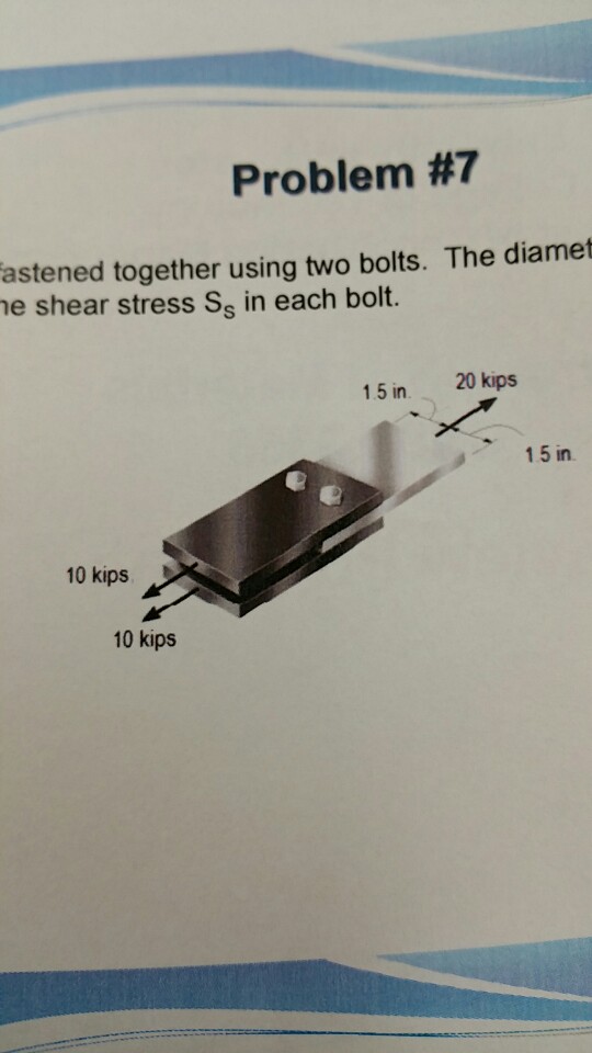 Solved The Joint Is Fastened Together Using Two Bolts. The | Chegg.com