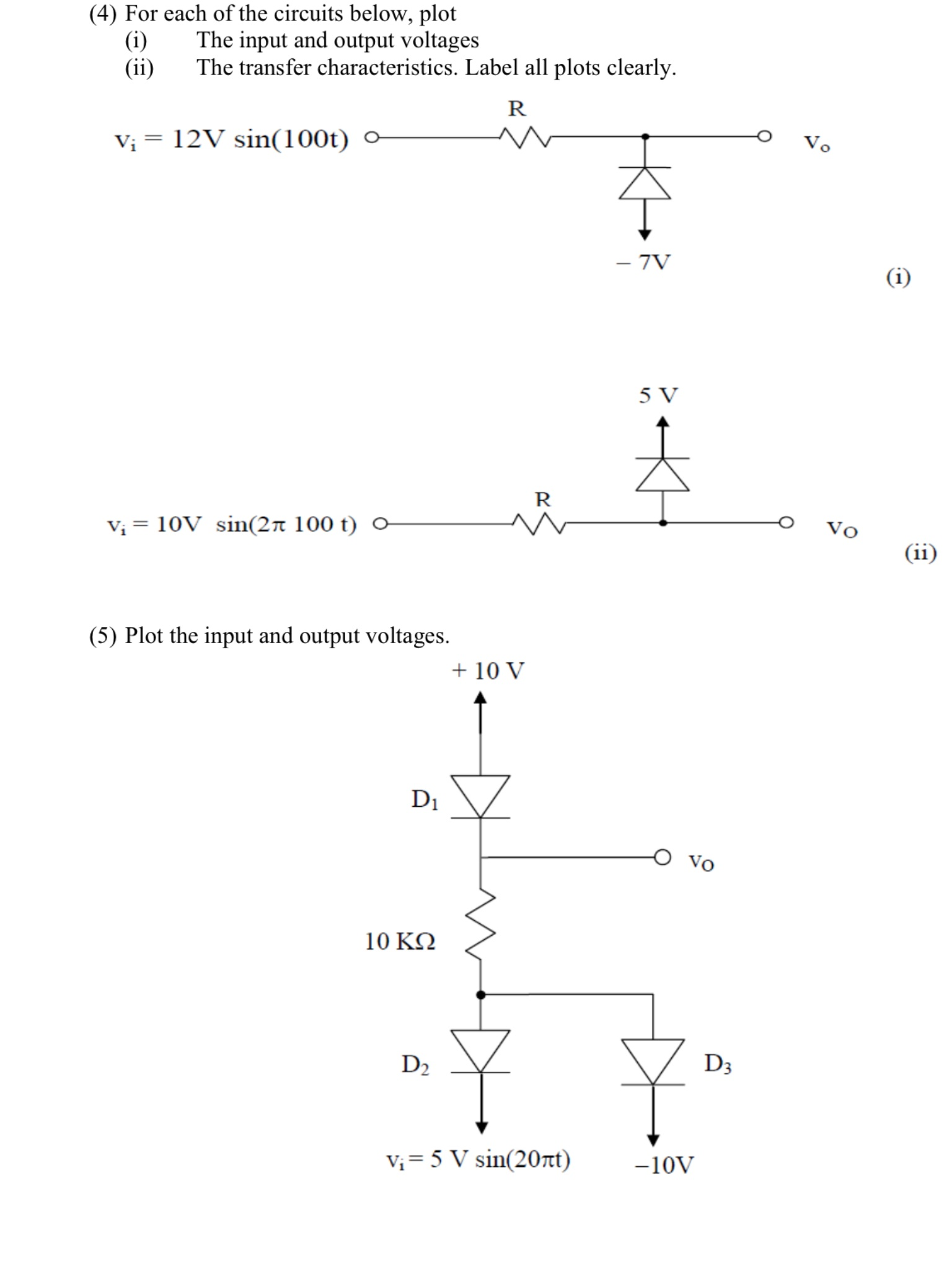 Solved For Each Of The Circuits Below, Plot The Input And | Chegg.com