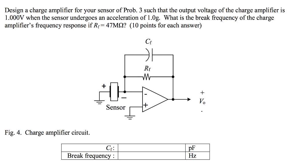 Solved Design a charge amplifier for your sensor of Prob. 3