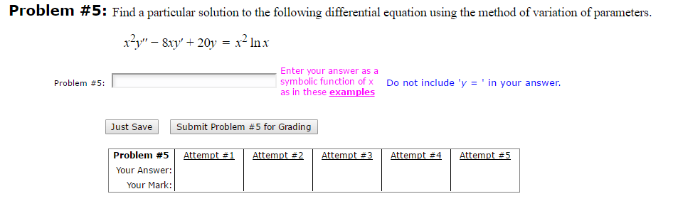 Solved Find a particular solution to the following | Chegg.com