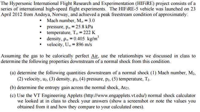 The Hypersonic International Flight Research and | Chegg.com