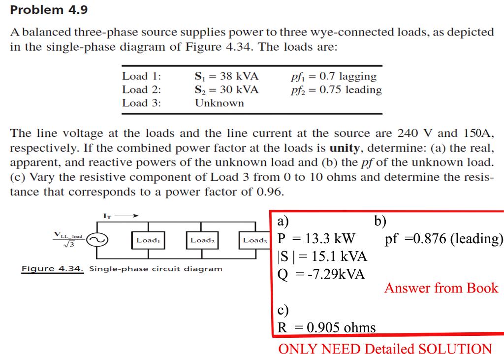 Solved Problem 4.9 A Balanced Three-phase Source Supplies | Chegg.com