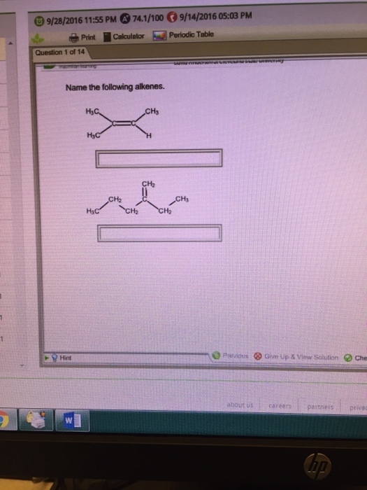 Solved Name The Following Alkenes | Chegg.com