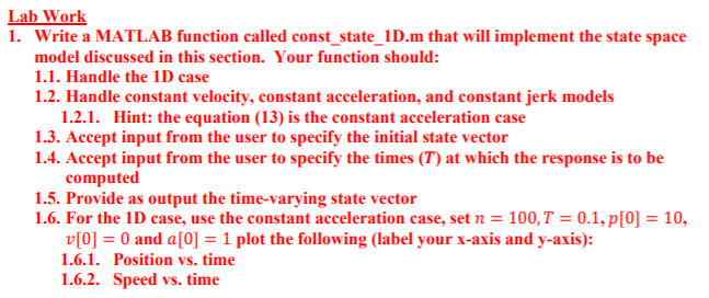 Lab Work 1. Write a MATLAB function called | Chegg.com