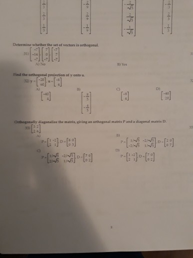 Solved Ni Determine whether the set of vectors is | Chegg.com