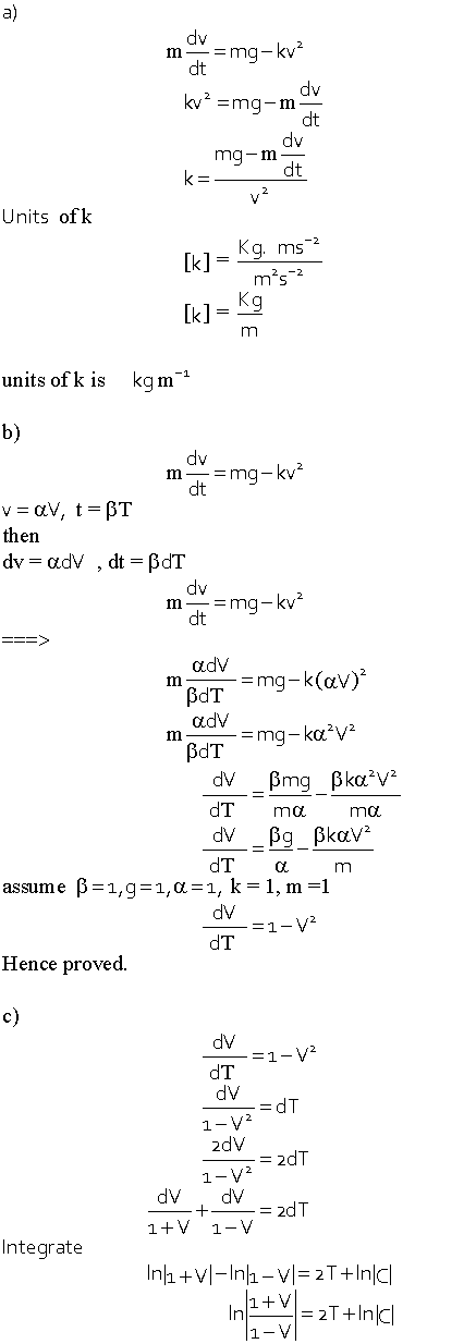 Solved 3. Free-fall under gravity with air resistance may be | Chegg.com